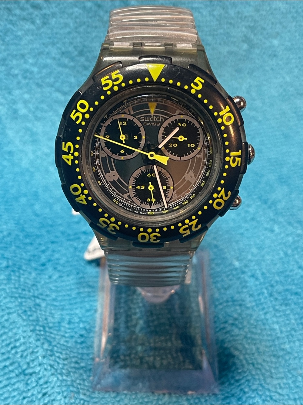 Vintage 1994 Swatch Aqua Chrono Waterpower SBM100 Diver Chronograph Swiss Made